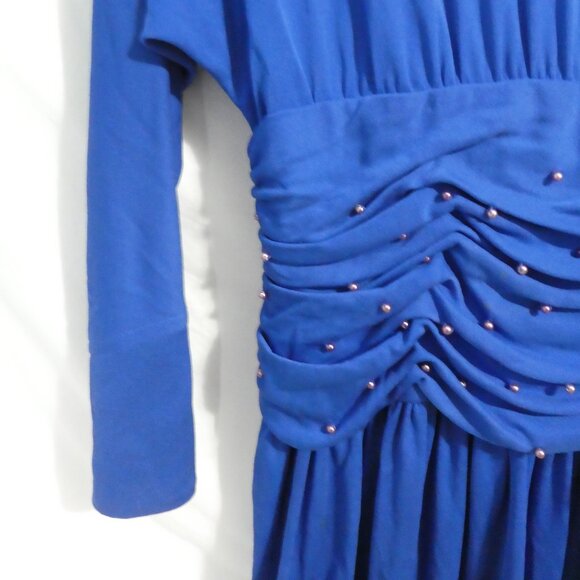 RANDY COLLECTIONS | size 14 | Elegant Blue Long Sleeve Event Party Dress - Picture 6 of 16